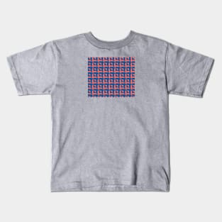 Squares pattern in Living Coral and Blue Kids T-Shirt